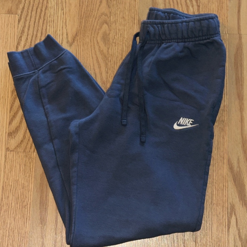 Nike Blue Sweatpants with Elastic Cuffs and Drawstring Waistband